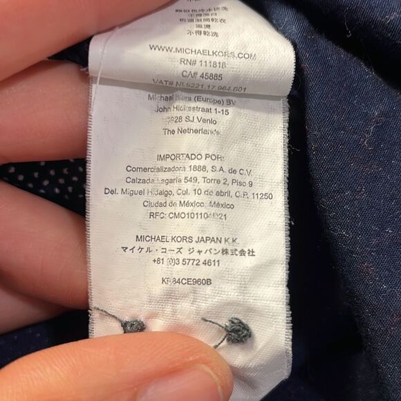 Michael Kors Mens navy blue and white polka dot relaxed fit button down shirt - Picture 9 of 10